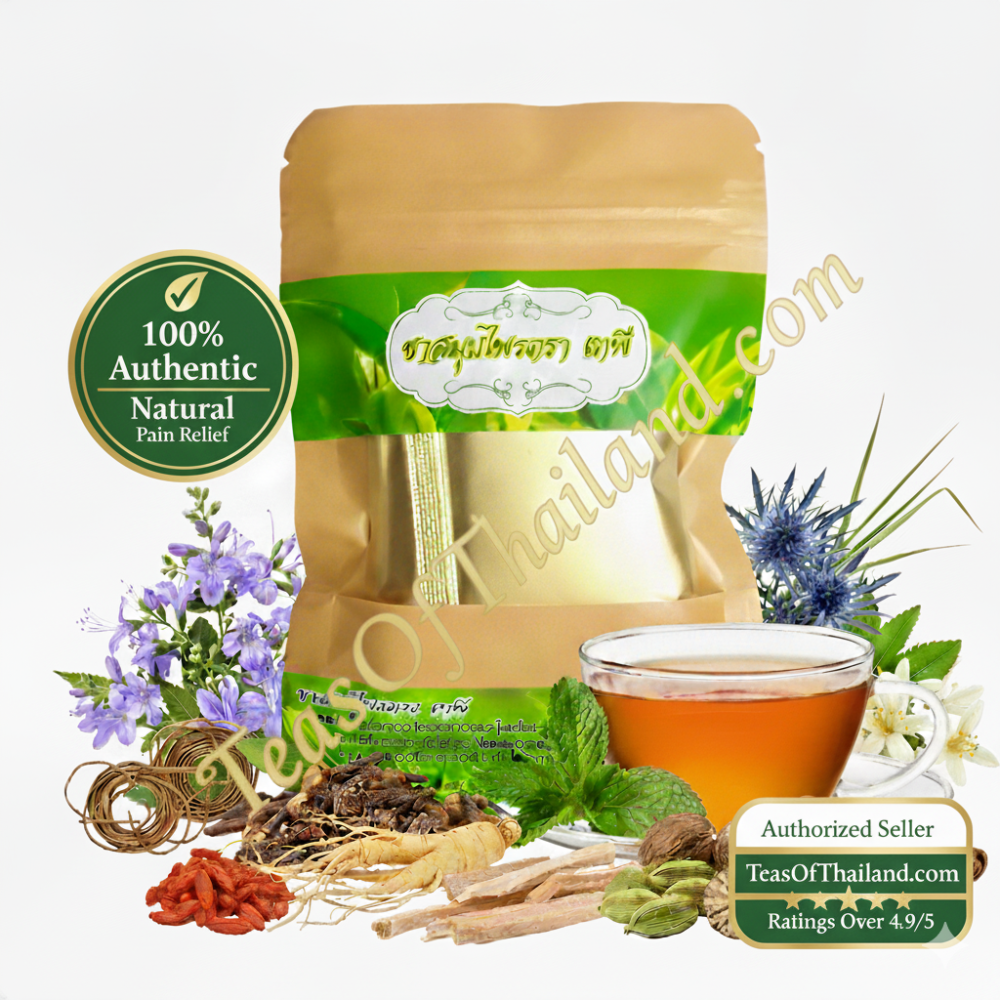 Thai 15-herb botanical blend tea in caffeine-free tea bags