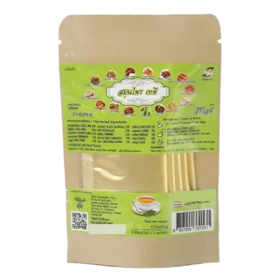 Sirilife New Recipe 15-herb Thai tea: a resealable pouch of five 3 g golden teabags